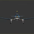 Blue Vintage Airplane Model With Star Emblem And Detailed Design On Dark Background