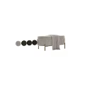 Dark Gray Velvet Lazy Sofa With Gold Legs And Light Blanket