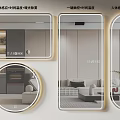 Modern Framed Round Rectangular Mirrors With One Touch Control Human Body Sensor Dimming Anti Fog 3d model