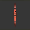 Red Kayak With Streamlined Design And Black Seats On Gray Background 3d model