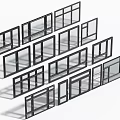 Various Modern Window Designs With Aluminum Frames For Residential Applications 3d model