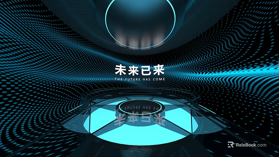 Futuristic Tech Space With Dynamic Light Effects And Circular Design Elements 3d model 
