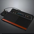Vintage Electronic Game Console With Controller Power Button And Game Cartridge Slot Design