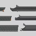 Traditional Chinese Architectural Roof Components With Various Eave Designs And Tile Structures 3d model