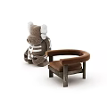 Brown Upholstered Leisure Chair With Armrest And Wooden Frame For Modern Living Room