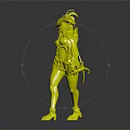 Elegant Game Character With Long Golden Hair Ornate Hat Gold White Outfit And Golden Staff