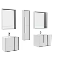 Modern White Wall Mounted Washbasin Vanity Set With Mirrors And Storage Cabinet