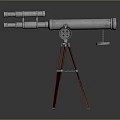 Beautiful Natural Scenery Observed Through Silver Telescope on Red Tripod