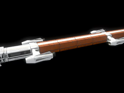 Advanced Elongated Spacecraft Module With Orange White Metallic Structure For Cosmic Missions 3d model