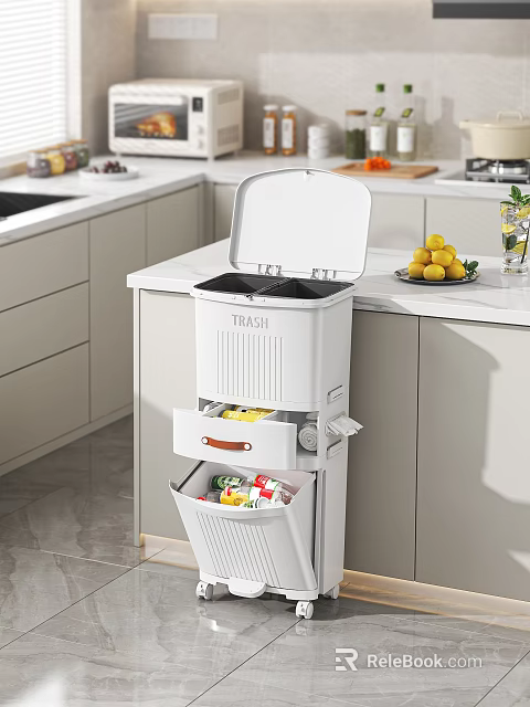 Household Sorted Trash Bin With Layered Design For Kitchen Daily Use 3d model 