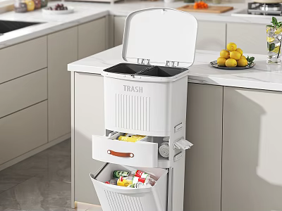 Household Sorted Trash Bin With Layered Design For Kitchen Daily Use 3d model