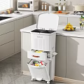 Household Sorted Trash Bin With Layered Design For Kitchen Daily Use