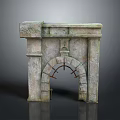 Scenic Natural Landscape With Stone Fireplace Arch Design Weathered Texture And Metal Reinforcements