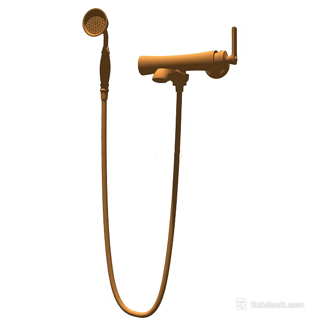 Modern Handheld Shower Head With Flexible Hose And Brass Finish Design 3d model 