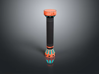 Weapon Features Orange Top Black Shaft and Blue Base Details 3d model