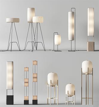 New Chinese Floor Lamp Simple Floor Lamp Combination 3d model