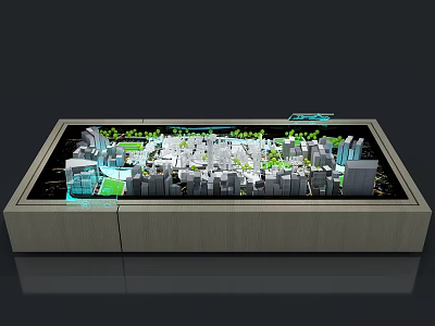 Detailed Urban Sand Table Model With Buildings Green Spaces And Lighting 3d model
