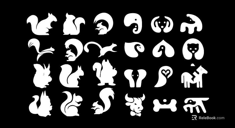 Cute Animal Shaped Silhouette Decorative Hanging Ornaments with Squirrel Elephant Dog Cat and Heart Designs 3d model 
