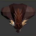 Stylized Low Poly Game Character with Muscular Build Red Hair Horns and Red Goggles