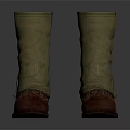 Brown Leather Boots With Beige Tall Fabric Shaft And Classic Vintage Design