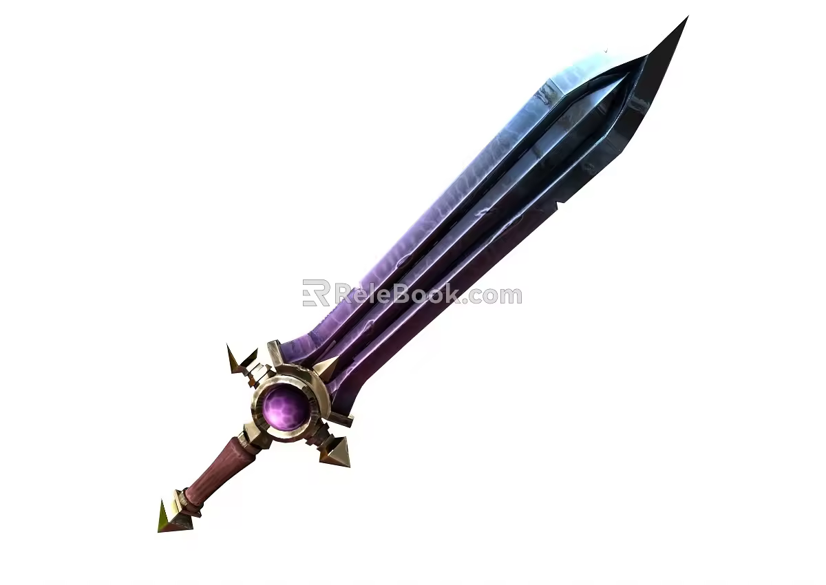 Cartoon Sword Cartoon Weapon Q Version Big Sword Game Equipment Stylized Hero Sword Game Equipment Cold Weapon 3d model