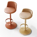Modern Stylish Bar Stools In Pastel Pink And Beige With Round Base And Footrest Ring