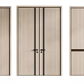 Modern Double Doors Design With Wooden Panels And Black Accent Lines