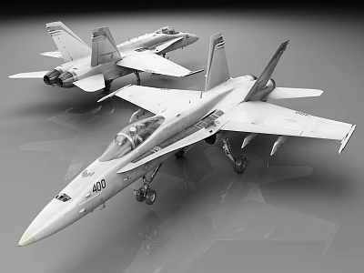 Detailed White Fighter Jet Scale Models With Landing Gear And Engines 3d model