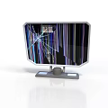 Faulty Electronic Monitor Display With Cracked Screen And Vertical Stripes