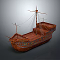 Ancient Wooden Sailing Water Vessel With Mast And Brown Hull Design