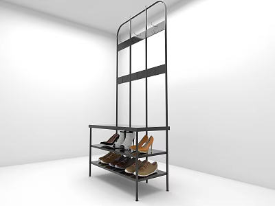 Modern Metal Frame Shoe Cabinet With Multi-tiered Shelves For Organizing Shoes In White Room 3d model