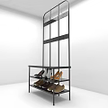 Modern Metal Frame Shoe Cabinet With Multi-tiered Shelves For Organizing Shoes In White Room