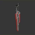 Futuristic Sci Fi Sword With Metallic Silver Finish And Bold Red Accents Details
