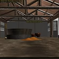Traditional Interior Space With Wooden Roof Patterned Windows And Clay Pots