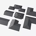 Abstract Black Geometric Shapes With Textured Surfaces And Various Forms 3d model