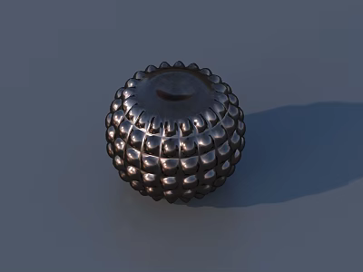 Metallic Textured Decorative Ornament Set With Spherical Shape Grid Pattern And Raised Details Design 3d model