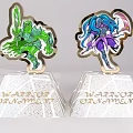 Green And Blue Haired Warrior Decorative Ornaments With Base For