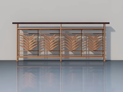 Elegant Swing Door With Metal Frame And Leaf Decoration Design 3d model