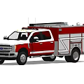 Ford Heavy Duty Fire Truck With Red And White Exterior In Garage Setting