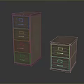 Brown Metal File Cabinets With Four And Two Drawers In Different Heights