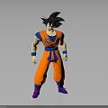 Anime Character Goku 3D Model Figure With Orange Outfit Blue Belt And Chest Emblem