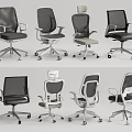 Ergonomic Office Chairs With Mesh Back And Adjustable Features In Various Styles 3d model