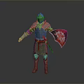 Man In Full Medieval Knight Armor Holding Red Shield Standing Pose 3d model