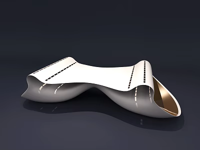 Modern Sleek Coffee Table With Curved Design And Metallic Glossy Finish 3d model