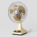 Vintage Style Air Cooler Fan With Beige Base Golden Blades Metal Grille And Control Buttons