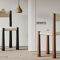MINOTTI Modern Dining Chairs with Wooden Legs and Woven Backrests