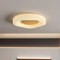 Modern Round LED Ceiling Light in Minimalist Interior With Ceiling Trim and Light Wall 3d model