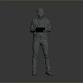 Man in Hard Hat Wearing Vest And Pants Holding Tablet Standing Pose