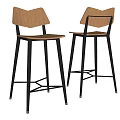 Modern Wooden Bar Stools with Black Metal Legs and Simple Design