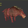 3D Rendered Wild Boar With Rough Skin Red Eyes And Open Mouth